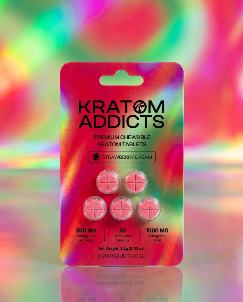 Kratom Addicts Premium Chewable Tablets Strawberry Dream